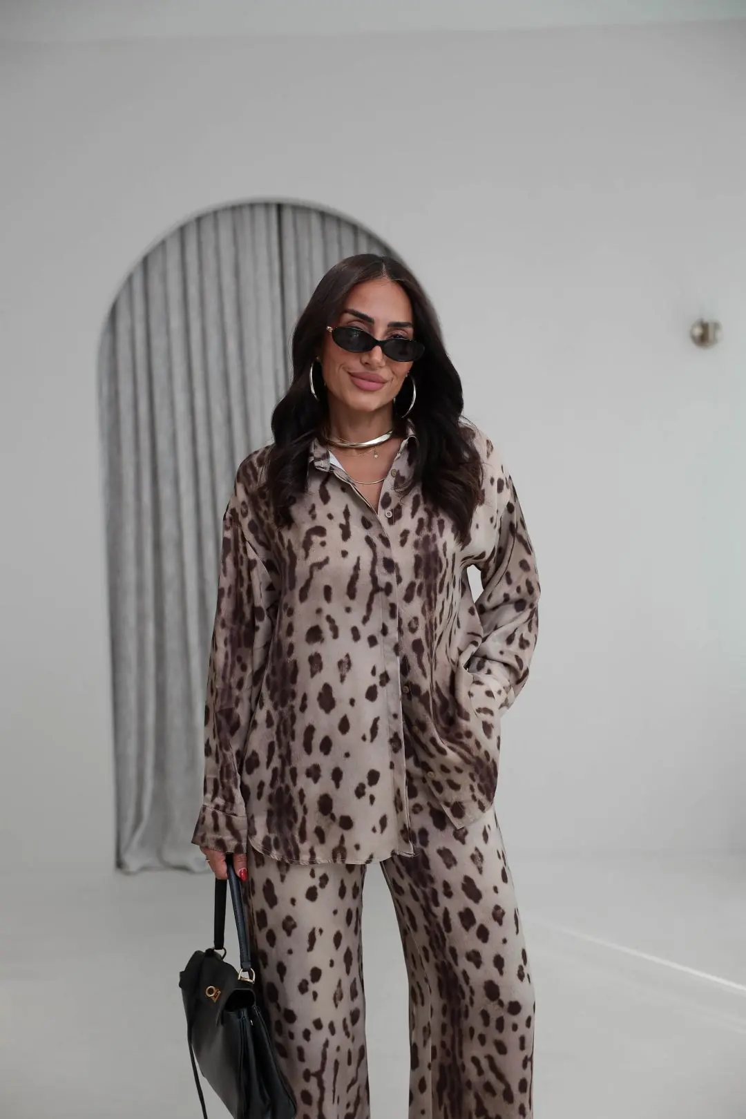 9065 Leopar Desenli Gömlek Pantolon Takım LEOPAR