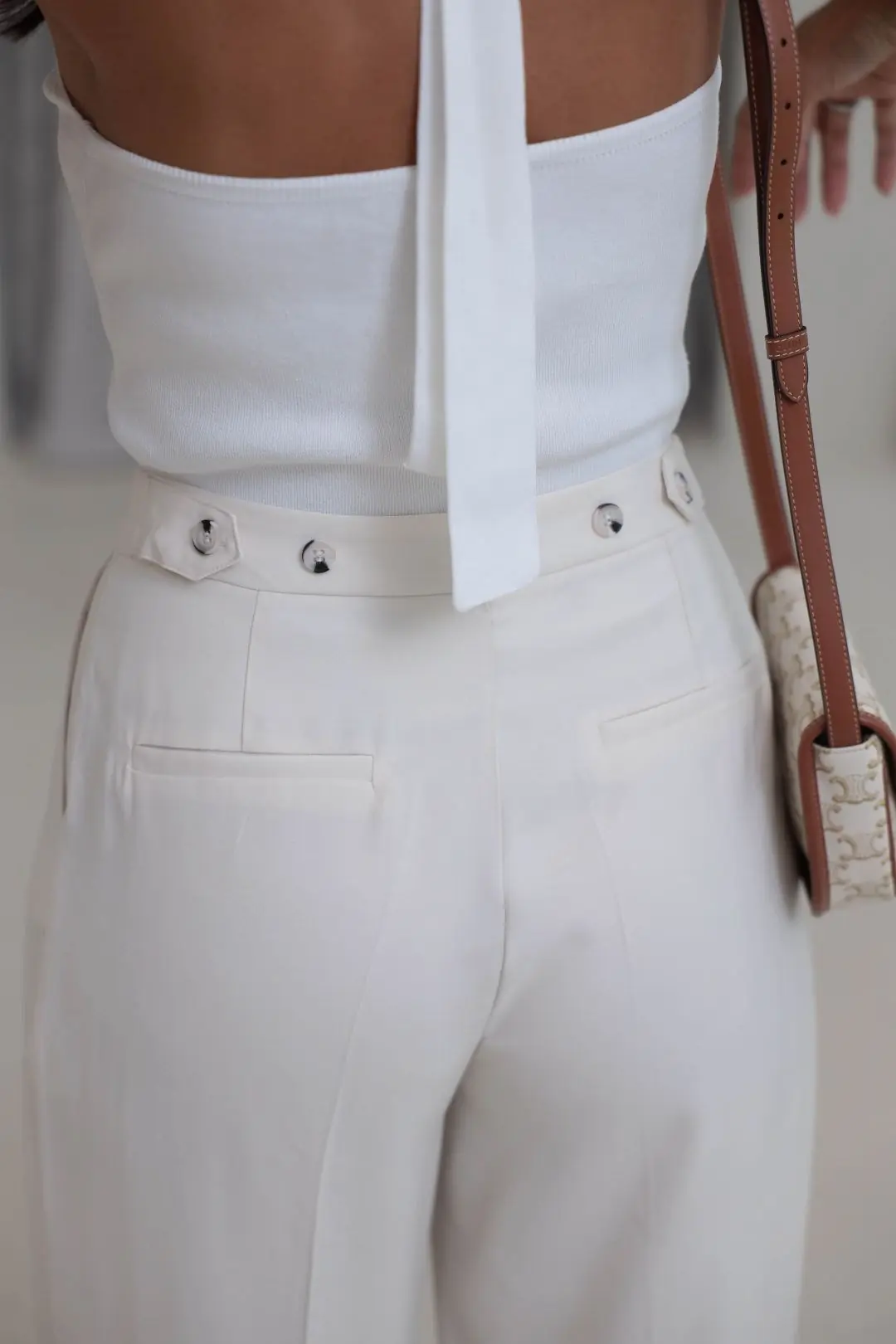 7545 Beli Ayarlanabilir Tencel Pantolon EKRU