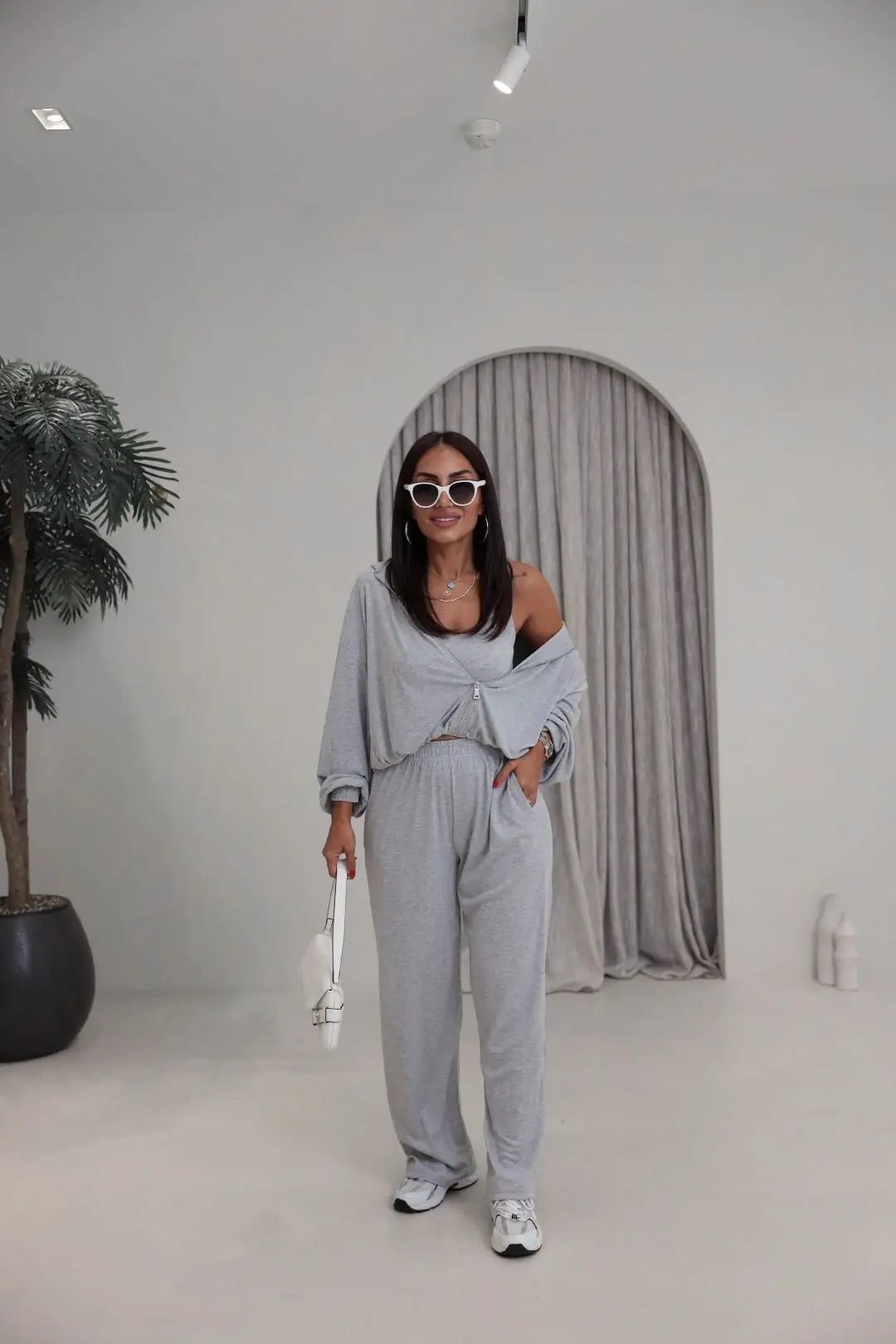2862 Bralet Detaylı Üçlü Takım GRİ
