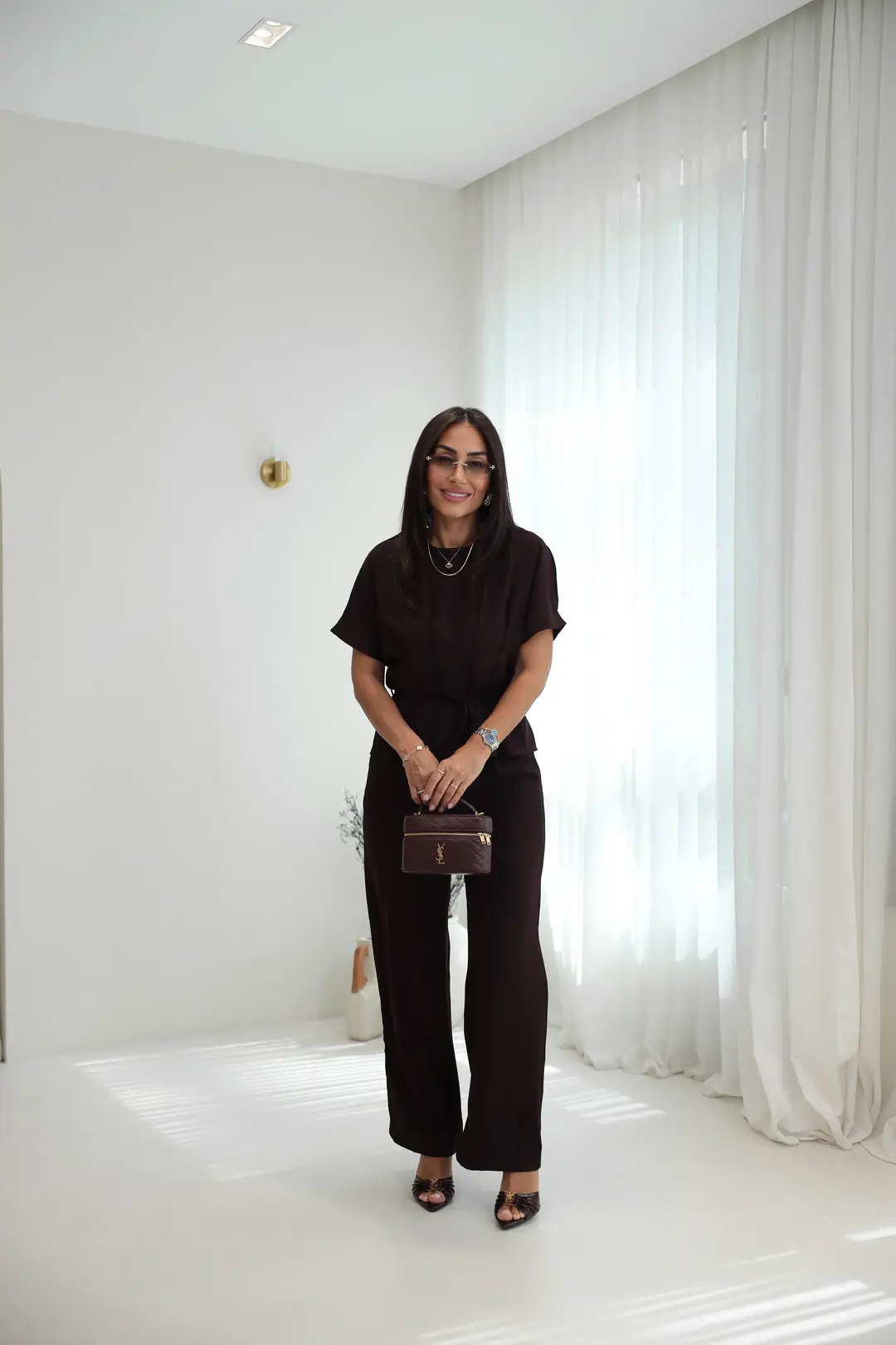 9208 Bel Bağcıklı Önü Pileli Pantolonlu Takım MÜRDÜM