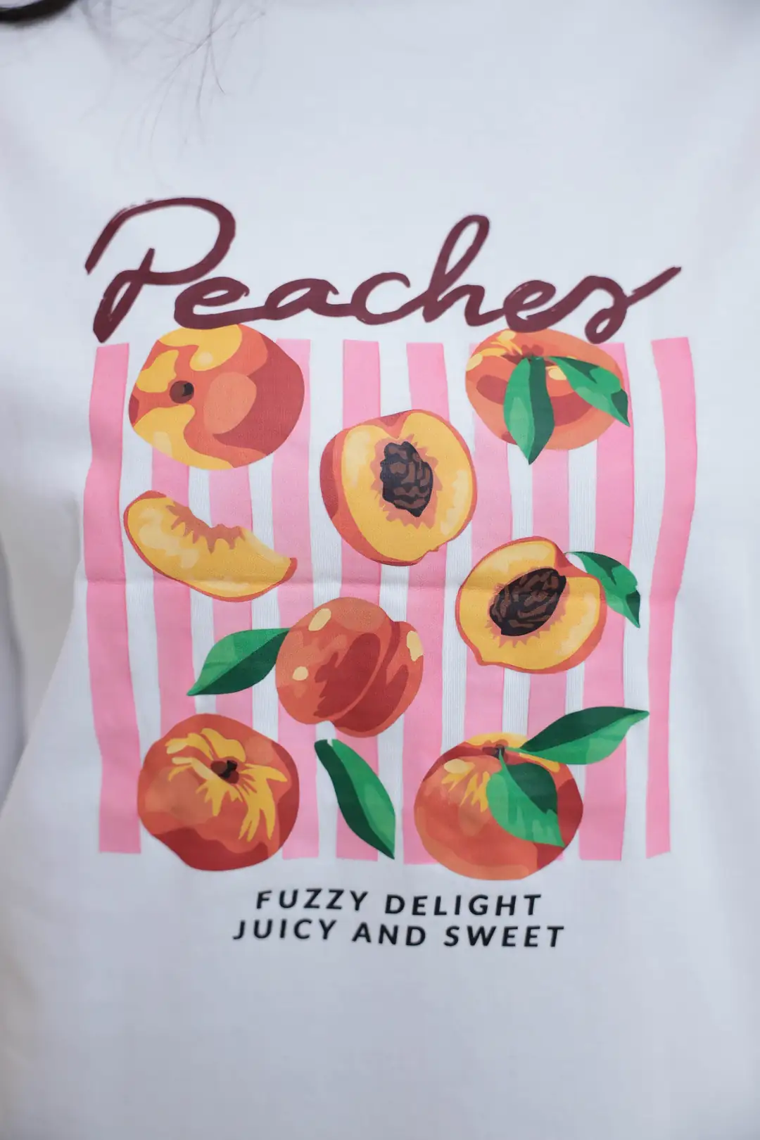 2026 Peaches Şeftali Baskılı Oversize Pamuklu Tshirt EKRU
