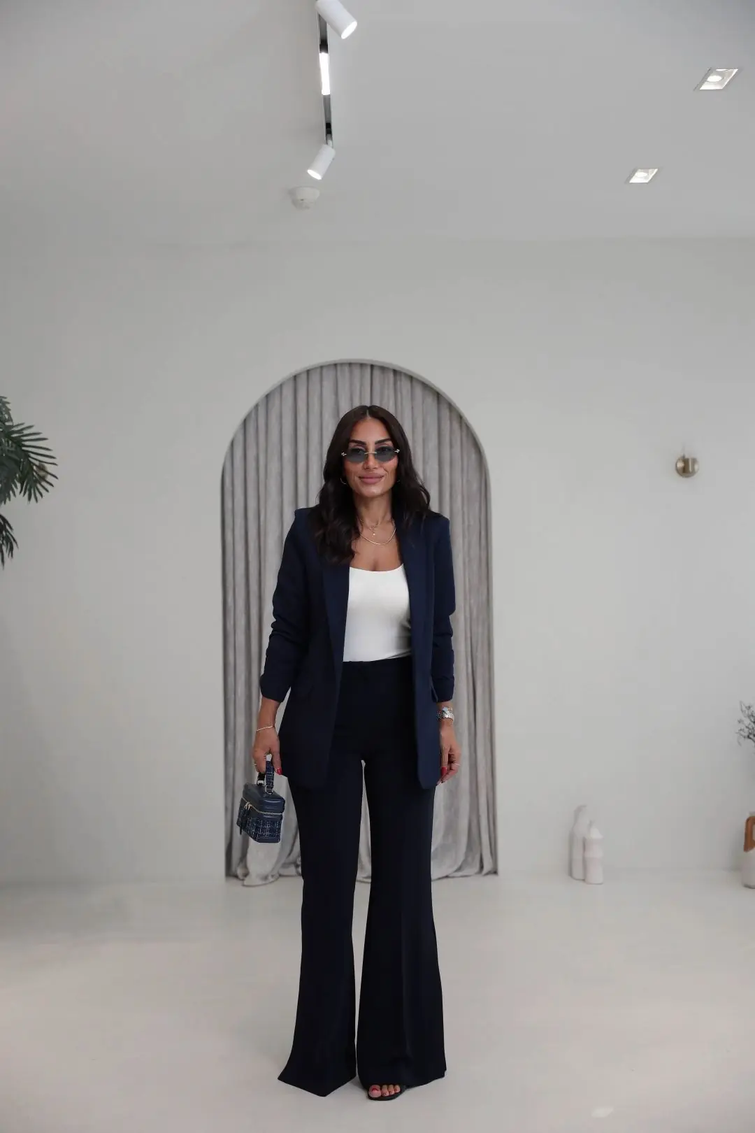 3101Y Vatkalı Kolları Büzgülü Blazer Ceket LACİVERT