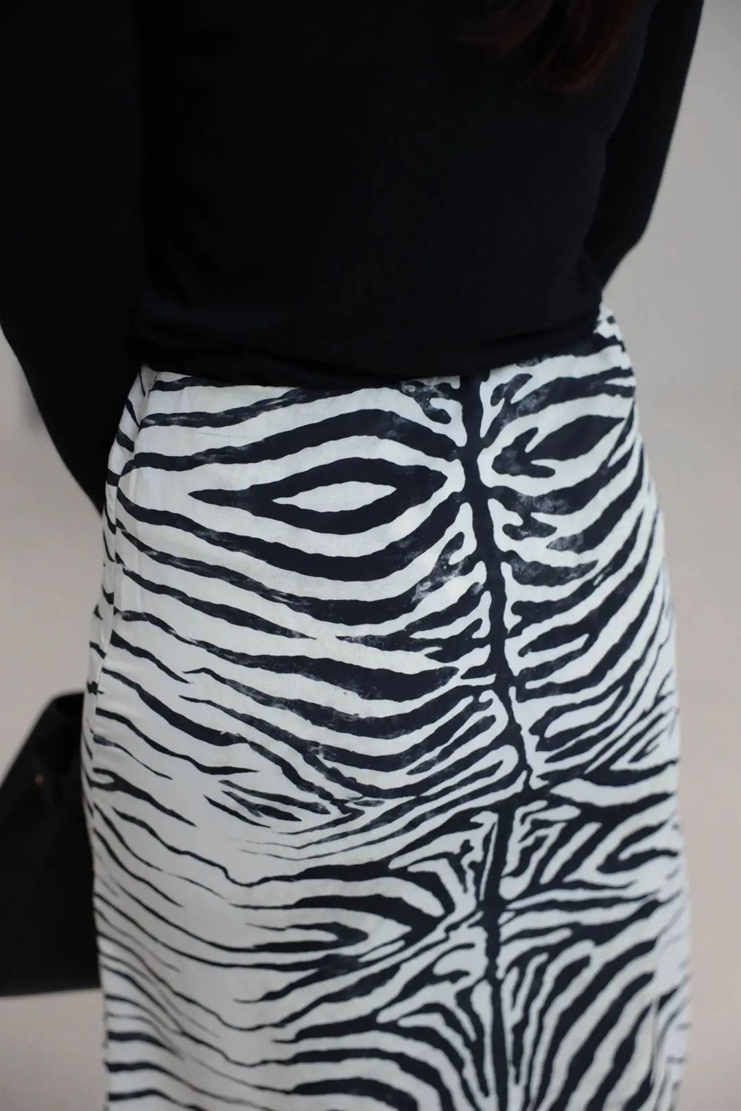 4267 Zebra Desen Astarlı Kalem Etek EKRU