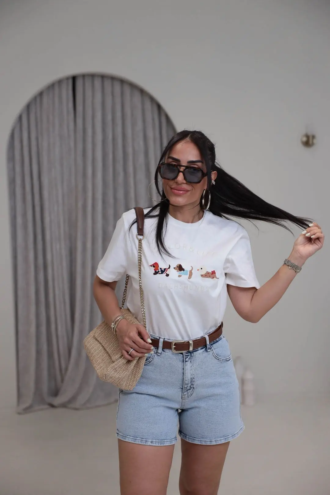 0424 Likralı Klasik Mom Kot Şort BUZ MAVİ