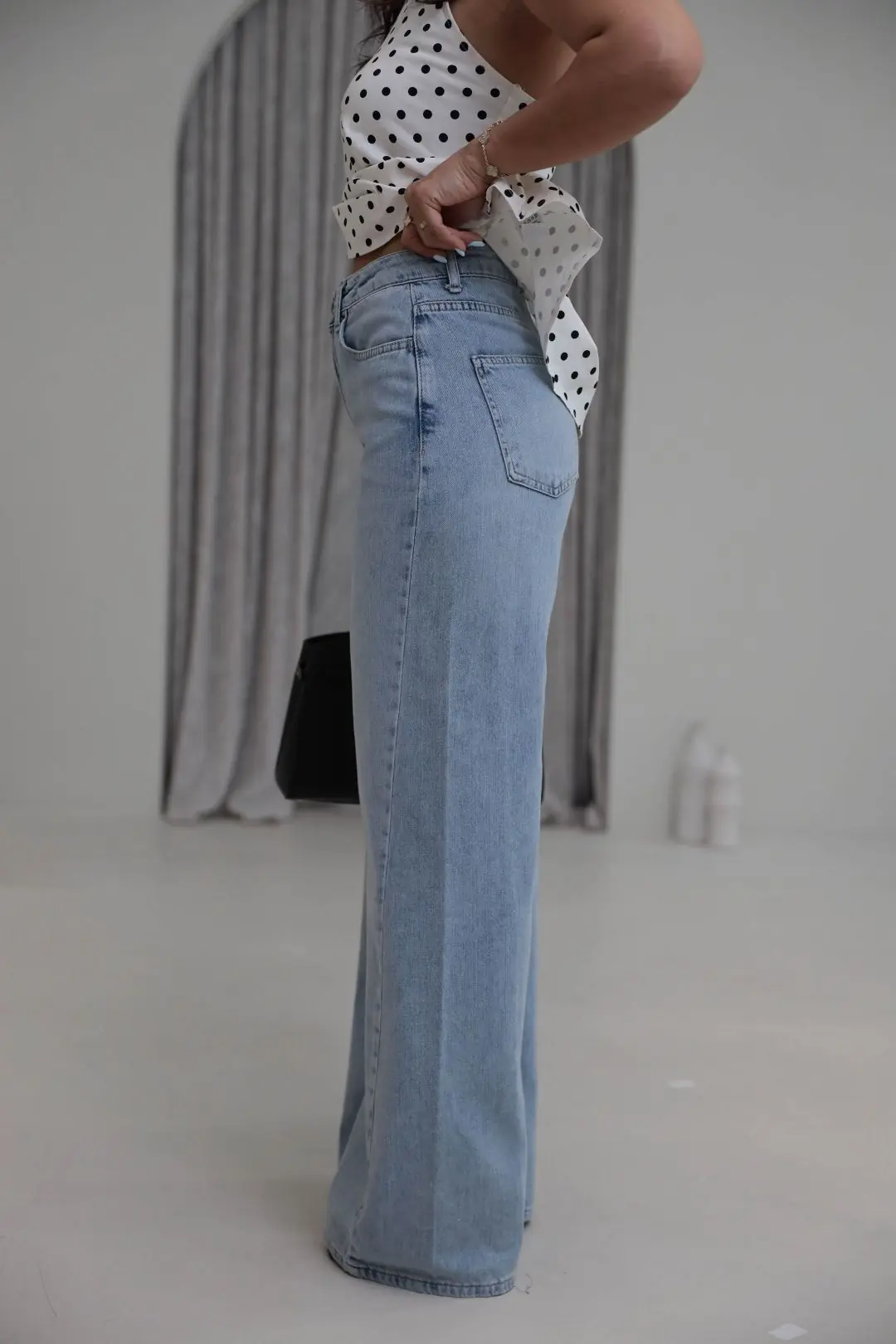 6823 Tencel Denim Bol Kalıp Pantolon AÇIK MAVİ