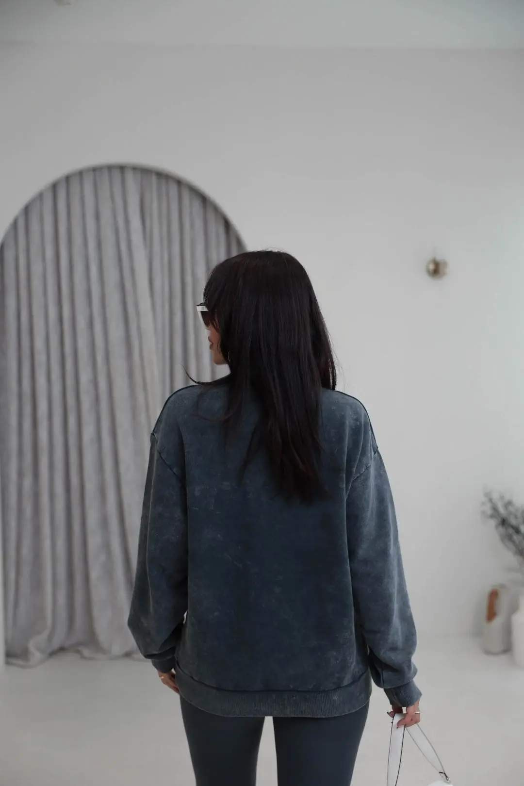 9106 Kaplan Baskılı Ribanalı İki İplik Sweatshirt ANTRASİT