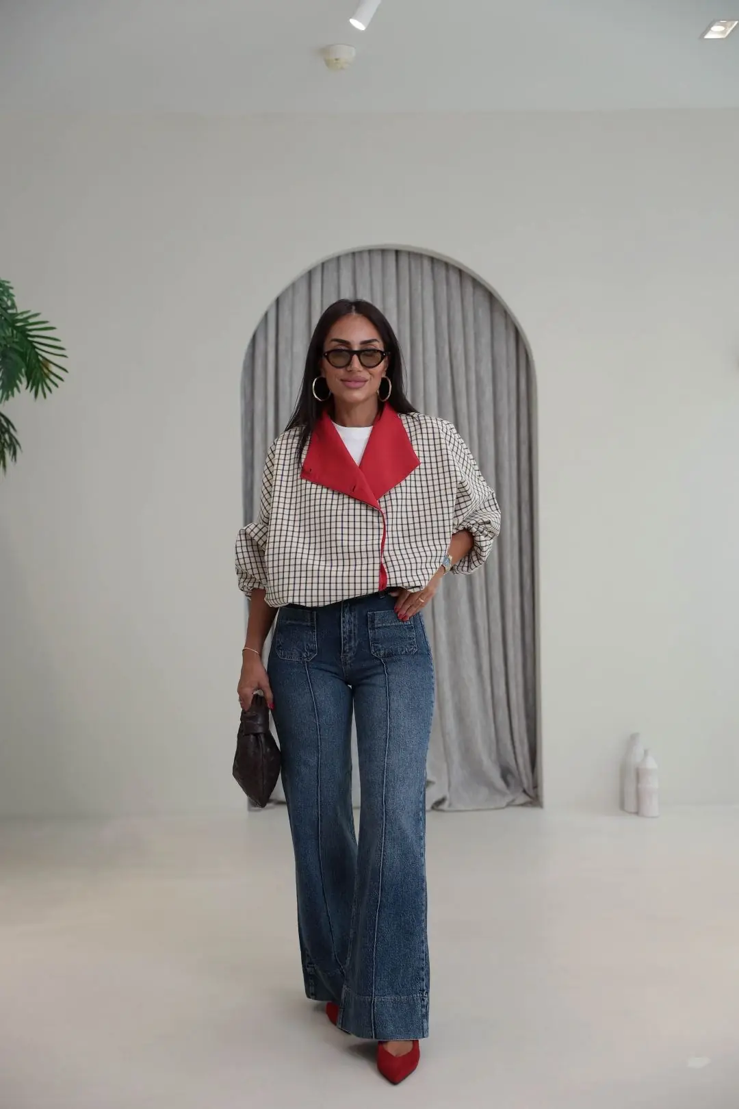 1040 Ön Cep ve Paça Detaylı Wide Leg Jean MAVİ